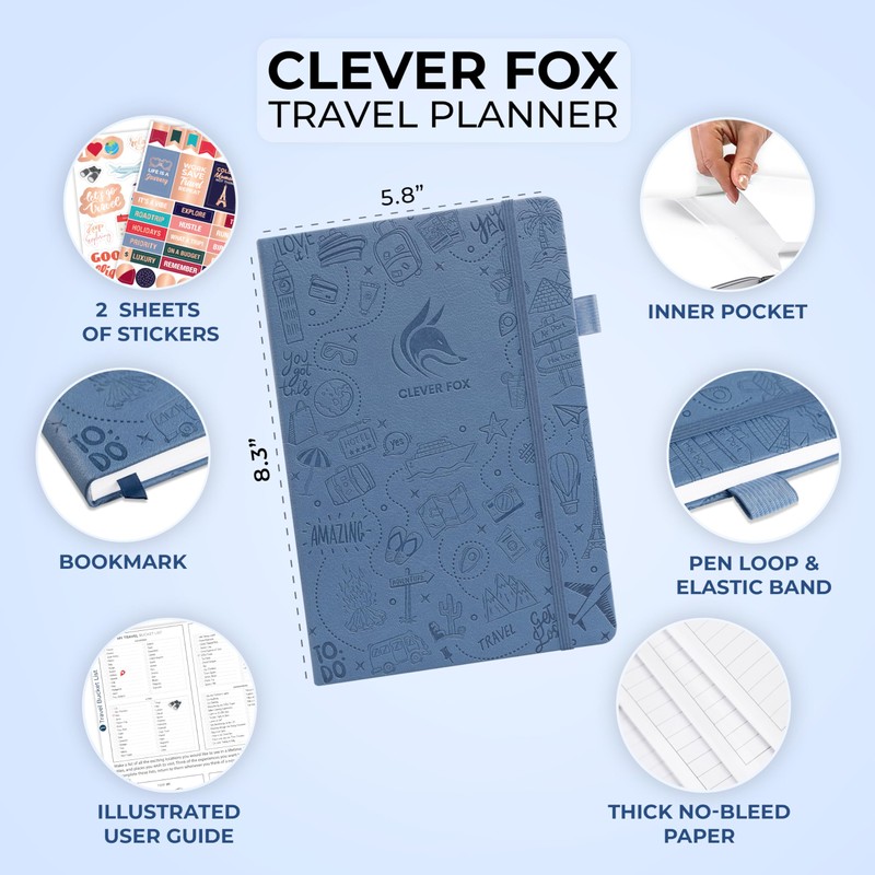 Clever Fox Travel Journal – Vacation Planner with Budget Plan,