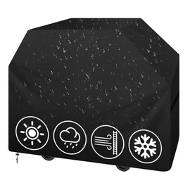 KescherAb Grill Cover, 58 Inch BBQ Gas Grill Cover for Outdoor Grill, Waterproof, Weather Resistant, UV & Fade Resistant Barbecue Cover, All Weather Protection BBQ Cover for Outside, Black