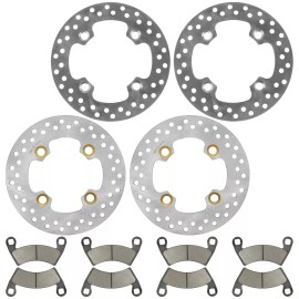 Caltric 2 Front Rear Brake Disc Rotor W/ Pad for Polaris RZR 4 XP 900/ XP 4 900 2012-13