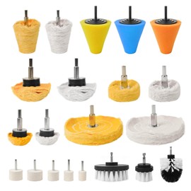 Unicaravan Aluminum Wheel Polishing Kit for Drill Buffing Wheel for Car Motorcycle Wheel Rim Manifold Polishing for Stainless Steel Chrome Wood Plastic Ceramic Glass Woods Machine Jewelry etc 21PCS