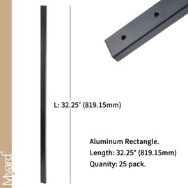 Myard 32-1/4 InchesTraditional Rectangle Aluminum Deck Balusters Furniture with Screws for Wood Composite Facemount Railing, Classic Geometric Style (25-Pack, Matte Black)