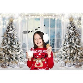 Baocicco 10x8ft Christmas Window Backdrop Xmas Tree Gifts Toy Horse Santa Claus Elk Sled Winter Wonderland Photography Background Merry Christmas New Year Family Holiday Party Decor Banner