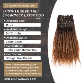 Originea 6-18 Inch 70 Strands 0.6cm Thickness 100% Real Human Hair Dreadlock Extensions curly ends Handmade Permanent loc Extensions Bundles Can Be Dyed Bleached Curled Twisted