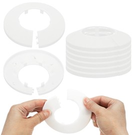 PATIKIL 49mm Plumbing Cover Plates, 9 PCS Wall Split Flange Pipe Cover Decoration Escutcheon Plate Collar Flange Water Pipe Cover Decoration PP Plastic for Wall Pipe Tube Hole, White