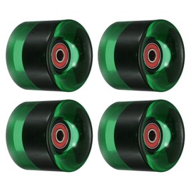 PATIKIL 4 pieces 60 mm longboard wheels with bearings ABEC-9 skateboard wheel road wheels for skateboards cruiser wheels replacement 80A clear green red