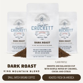 Crockett Dark Roast Ground Coffee – Bold Dark Roast Ground Coffee with Full-Bodied Flavor, Smooth Finish & No Bitterness – Perfect for Rich, Gritty Brewing Without the Burn
