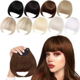 XRACEPHOL Clip in Bangs Brown Clip on Bangs with Temple Fringe Bangs Hair Extensions for Women (Brown)
