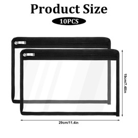 10 Pack Clear Zipper Pouches, Clear Makeup Bags Plastic Pvc Waterproof Storage Bags, 11.5 X 7in Multi Purpose Document File Organizer Envelopes Pouches, Travel Makeup Pencil Pouch for Cosmetic Wallet