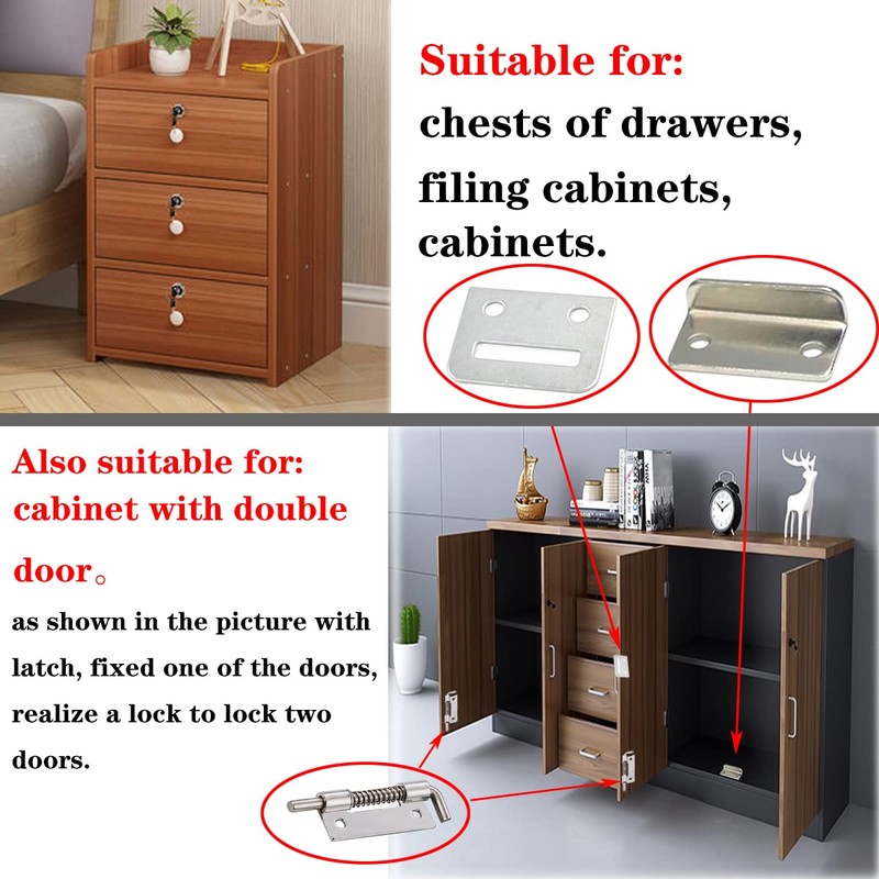 Cabinet Doors Drawer Heavy Safety Closet Lock with Keys Deadbolt