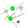 Herzlich Willkommen Sign, Kiwi, Decorative Heart Wooden Welcome Sign, Door
