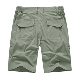 BASUDAM Men's Cargo Hiking Shorts Stretch Quick Dry Lightweight Work Shorts 6 Pockets for Camping Travel Sage Green 34