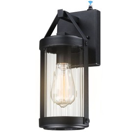 LONEDRUID Dusk Dawn Sensor Outdoor Wall Sconce Black Exterior Porch Lantern