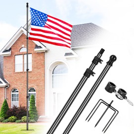 Msnaile 12 FT Carbon Fiber Flag Pole for Outside House in Ground, Flagpoles for Yard, Tangle Free Flag Pole Kit, Wind-Resistant, Bend-Resistant, Rust-Free (Without Flag, Black)