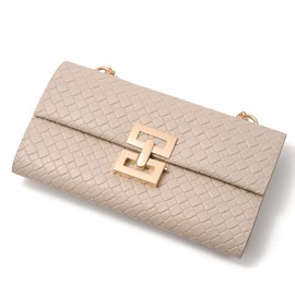 Liadreem Clutch Handbag for Women, Woven Shoulder Crossbody Bag Evening Purse for Prom, Cocktail, and Wedding, Beige