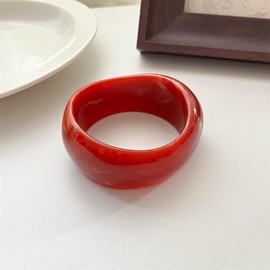 Fuqimanman2020 Chunky Acrylic Bangle for Women Colorful Irregular Geometric Resin Cuff Bracelet Wide Tortoiseshell Acetate Plate Wristband Bracelet Fashion Jewelry Gift-Red