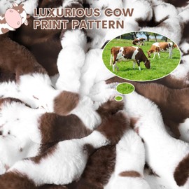 PLUUSHUU Faux Rabbit Fur Bubble Blanket, Fluffy Fuzzy Warm Throw Blanket for Couch, Soft Cozy Shaggy Plush Furry Blanket, Luxury Decorative Gifts for Sofa Bedroom, 60x80inch (Cow Print-Brown)