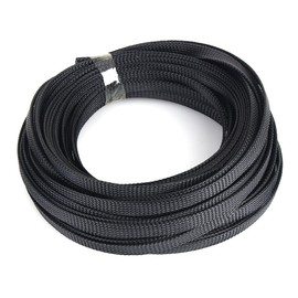 Braided PET Sleeve, Diameter 10mm Flame-Retardant Nylon Braided Mesh Sleeve, Expandable Cable Flexible Insulation Protection Sleeve High Density Black 10m