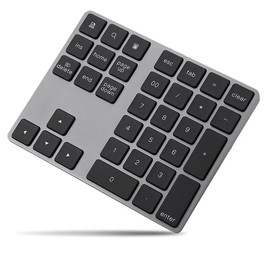 34 Teclas Teclado Numérico,Teclado Bluetooth Portáti para Laptop,Mini Teclado de Numero de Aleación de Aluminio,Teclado Numérico Inalámbrico con Batería Incorporada para iOS/Windows/Android
