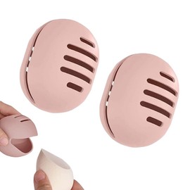 2 Soporte para Esponja de Maquillaje, Estuche Esponja de Maquillaje para Guardar, Silicona Flexible para Facilitar la Recogida, Doble Cara y Transpirable, Ideal para Viajar y Maquillaje, etc(Rosa)