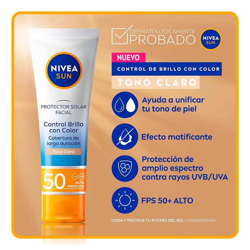 Nivea Sun Face Control De Brillo Tono Claro (50 Ml)