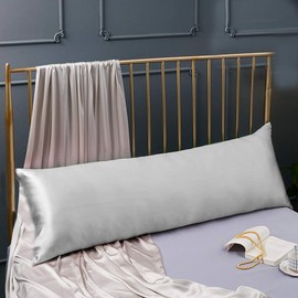 Cozysilk 100% Silk Body Pillowcase for Hair & Skin with Hidden Zipper, 20 Momme Silk Body Pillow Pillowcase, Pure Mulberry Silk Maternity Pillow Cover for Women Pregnancy (20 x 54, Grey)