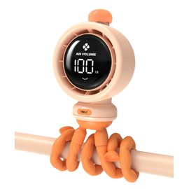 Baby Stroller Fan Large, Oscillating Turbo Portable Desk Fan Ultra Quiet with LED Display & Night Light, 1-100 Speeds, 3800mA Rechargeable Cooling Bladeless Fan for Office, Home, Crib (Orange)
