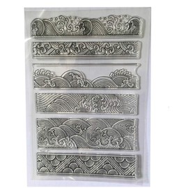 Vintage Retro Style Ocean Waves Borders Rubber Clear Stamp/Seal Scrapbook/Photo Decorative Card Making Clear Stamp
