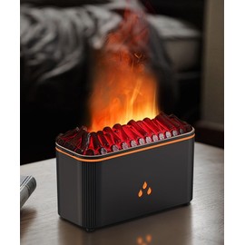 Essential Oil Diffuser, Fireplace Flame Aromatherapy Diffuser, 7 Color Changing Light, Aromatherapy Humidifier with Auto Shut-Off for Home, Bedroom, Yoga, Spa(Black)