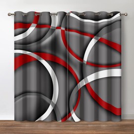Jekeno Geometry Swirls Modern Blackout Curtains - Abstract Art Fashion Grommet Window Drapes Bedroom Decorative, Home Living Room Darkening Curtain 2 Panel Set, 52" X 84"