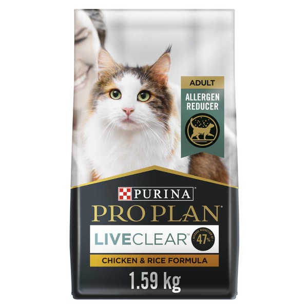 Purina Pro Plan Allergen Reducing, High Protein Cat Food, LIVECLEAR Chicken and Rice Formula - 3.5 lb. Bag