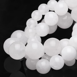 Chicager 10mm Natural Stone Beads for Jewelry Making,White Jade Polished Smooth Round Gemstone Beads for Bracelet Necklace 15 Inch