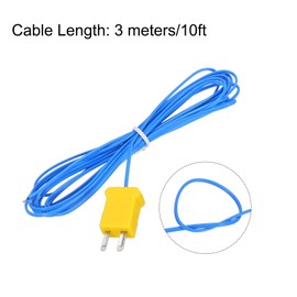 MECCANIXITY 3pcs K Type Thermocouple Mini Connector Temperature Sensor Probes PTFE 10ft -50 to 260°C(-58 to 500°F), Blue