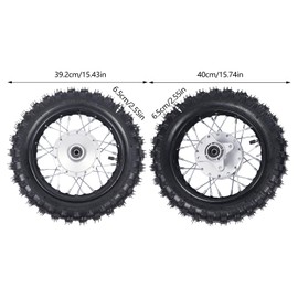 RustyVioum 2.50-10 Front & Rear Wheels Rims Tires Assembly 2.5-10 Drum Brake Pit Bike for Honda CRF50 XR50 BBR KLX Dirt Bikes, 15.75 * 15.75 * 18.81inch