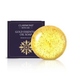 Clarimond Handgemachte Seife mit ätherischem Öl und Blattgold - Naturseife für alle Hauttypen, 100 g | 3,5 oz