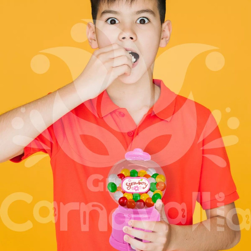 Grupo Carnavallia Mini Chiclera Bola Maquina Dispensadora Alcancía 15cm