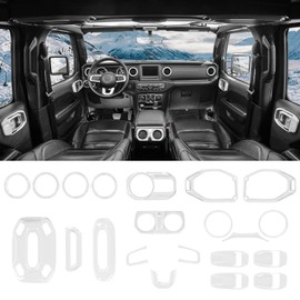 Jeliker for Wrangler JL Interior Trim Kit White Dashboard for Jeep Wrangler JL JLU Gladiator JT 2018-2023 White Interior Accessories 21pcs