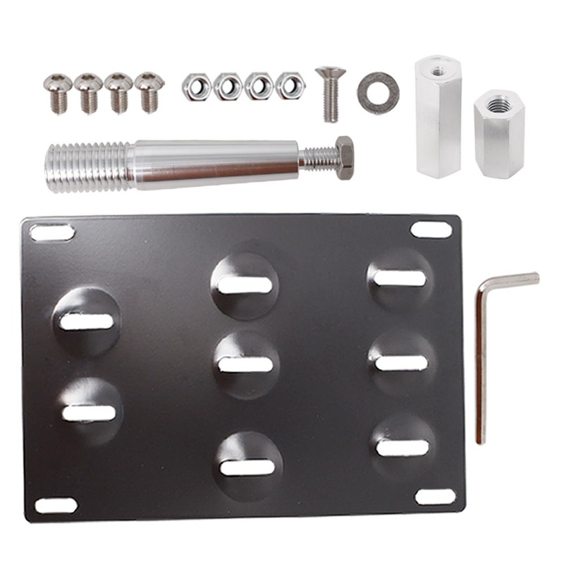 Thomletha Front Bumper Tow Hook License Plate Mount Bracket Holder