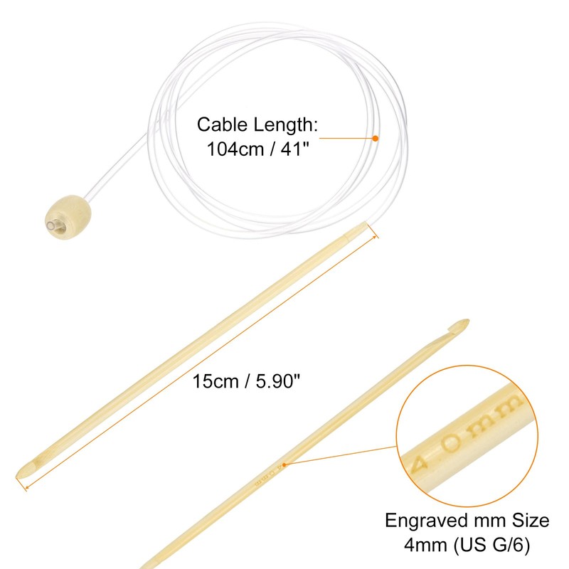 HARFINGTON Bamboo Tunisian Circular Crochet Hook 4mm (US G/6) Afghan