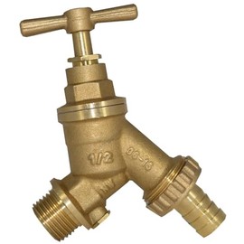 UKDeals Direct® Outdoor 1/2'' Garden Tap, Through Tube, Wall Flange Bracket 1/2", Back Plate Elboe 15mm x 1/2" (Garden Tap with Check Valve)