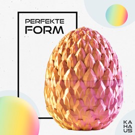 3D Dragon in the Egg - Dragon Egg with Dragon 23 cm Figure | 12 cm Large Egg | Hatching Surprise Dragon in Red/Yellow/Green with Floral Pattern | Movable Fantasy Toy & Collectible Figure for Children