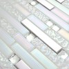 Hominter Glass Metal Tile Linear Mosaic Iridescent White Crystal Glass