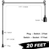 20Ft Extension Hanging Lantern Cord - Black, E26 Light Bulb