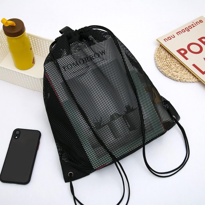 Happykau Mesh Bag, Drawstring Bag, Set of 2, Mesh Napsack,