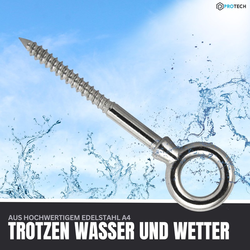 PROTECH Pack of 5 Eye Bolts with Wood Thread 6