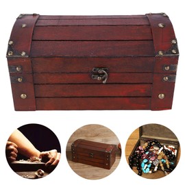 Pirate Treasure Boxes, Small Wood Decorative Chest Treasure Chest Box with Lock Wooden Treasure Box Decorative Storage Boxes Vintage Box for Crafts