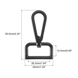 sourcing map 10Pcs Swivel Clasps, 1 Inch D Ring Lobster Clasp Claw Metal Push Gate Snap Hook for Purse Making Keychain Belt Strap, Black