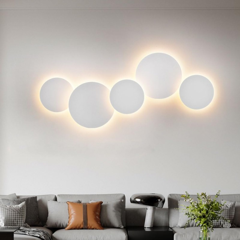 YXTSIMV Modern Minimalist Wall Light White Round Disc Wall Sconce
