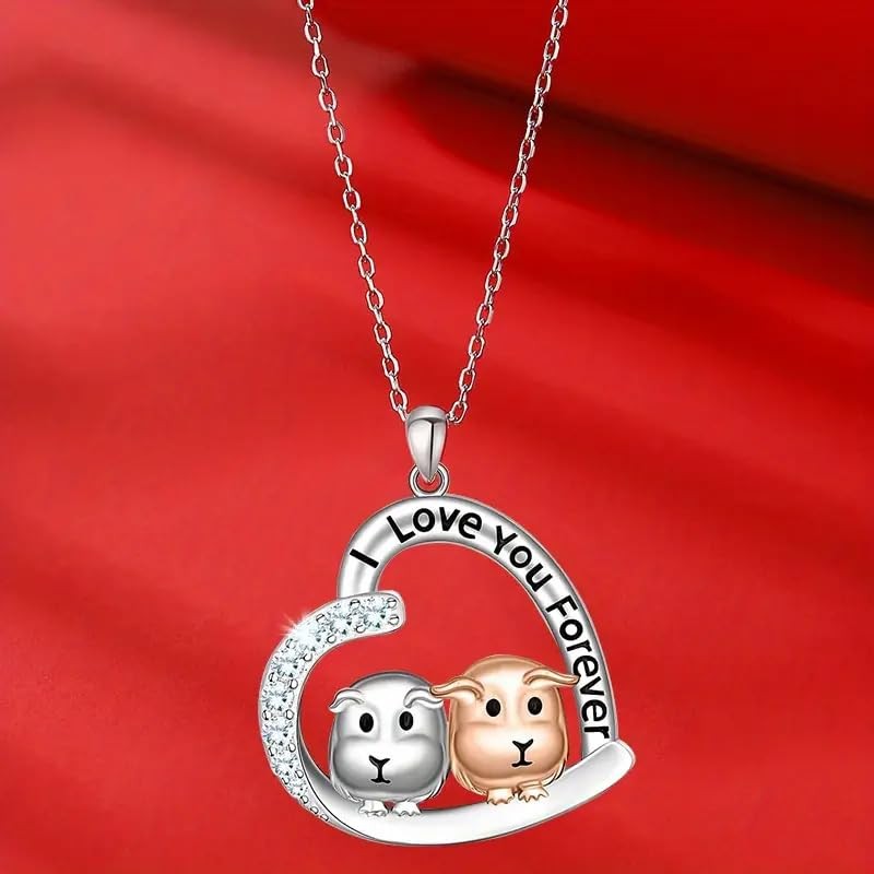 Love You Forever Guinea Pig Heart Necklace, Sterling Silver with