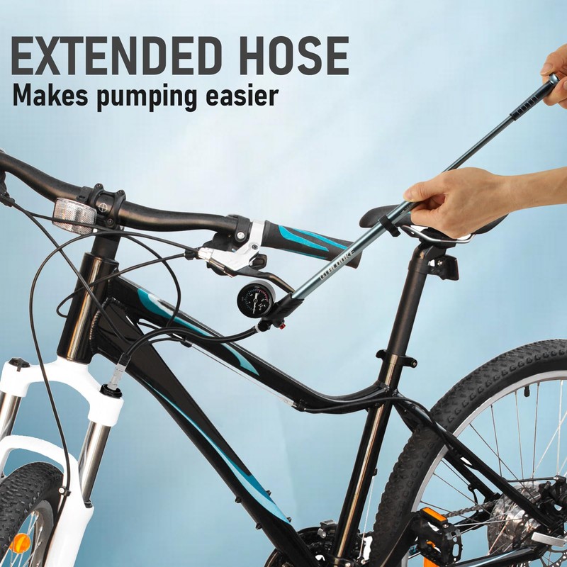 Shock Pump with Gauge 300psi High Pressure Air Portable Mini