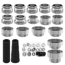 TETEWEVER Pack of 16 Tap Adapters Metal Tap Thread Adapter for Water Filter Tap Kitchen Male Thread and Double Thread Tap Reducer